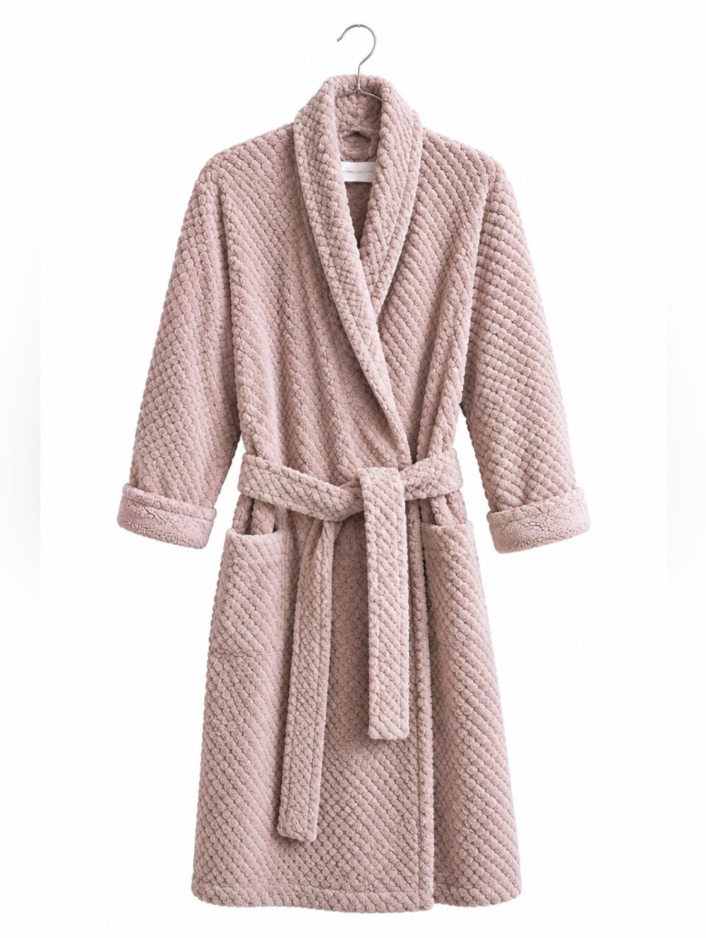 Carole Hochman Plush Waffle Knit Robe Women’s Small Beige Taupe Belted Cozy